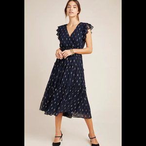 Anthropologie Metallic Dot-Print Midi Dress XL